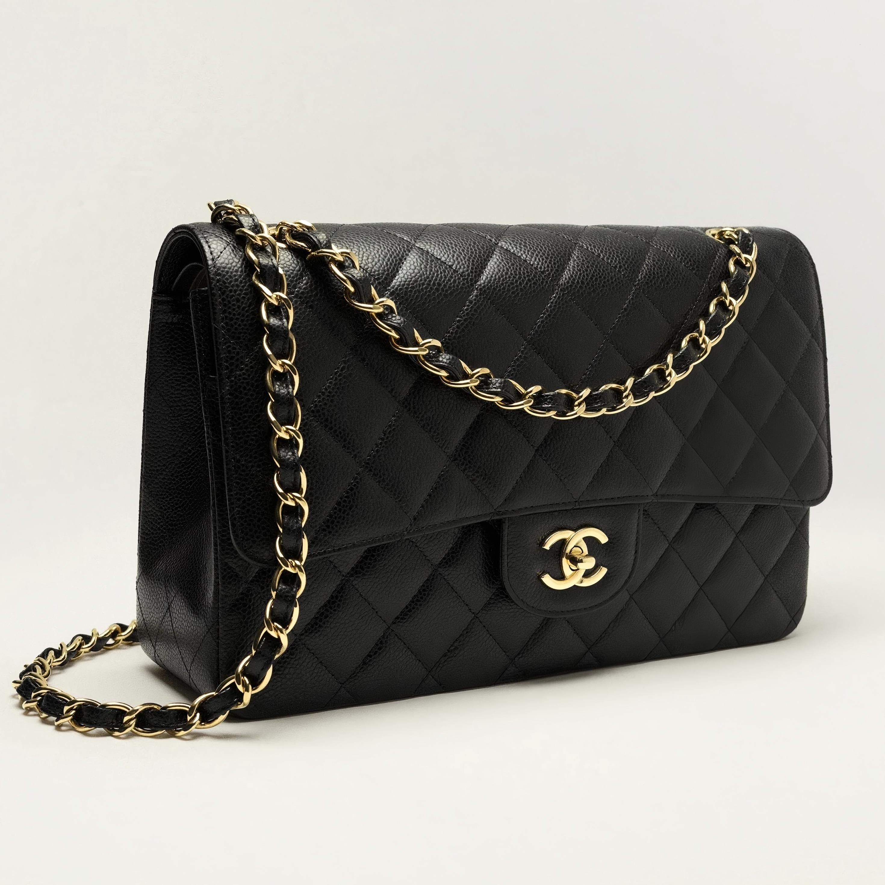 Chanel Classic 11.12 Handbag A01112 Medium Black