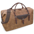 Oversized Travel Duffel Bag Waterproof Canvas Genuine Leather Weekend bag Weekender Overnight Carryon Hand Bag
